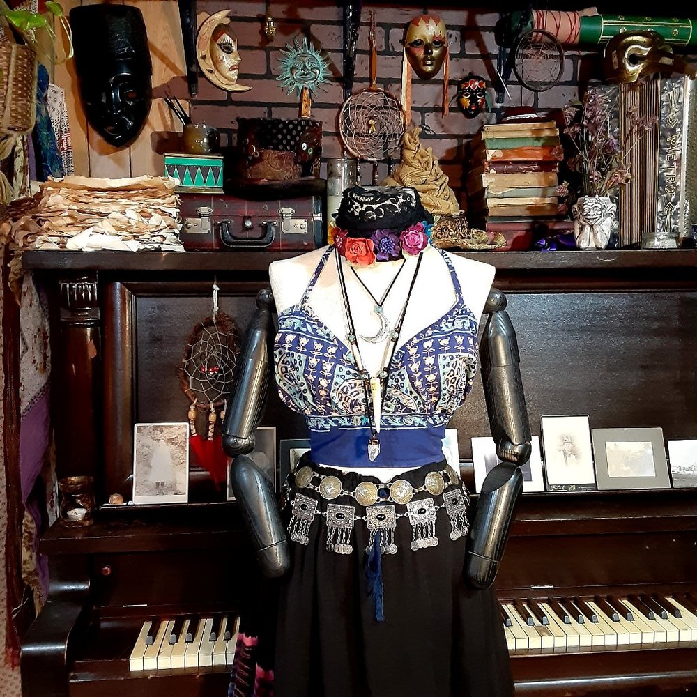 Gypsy Rose Festival Boho Hippie Halter Top - Picture 2 of 16